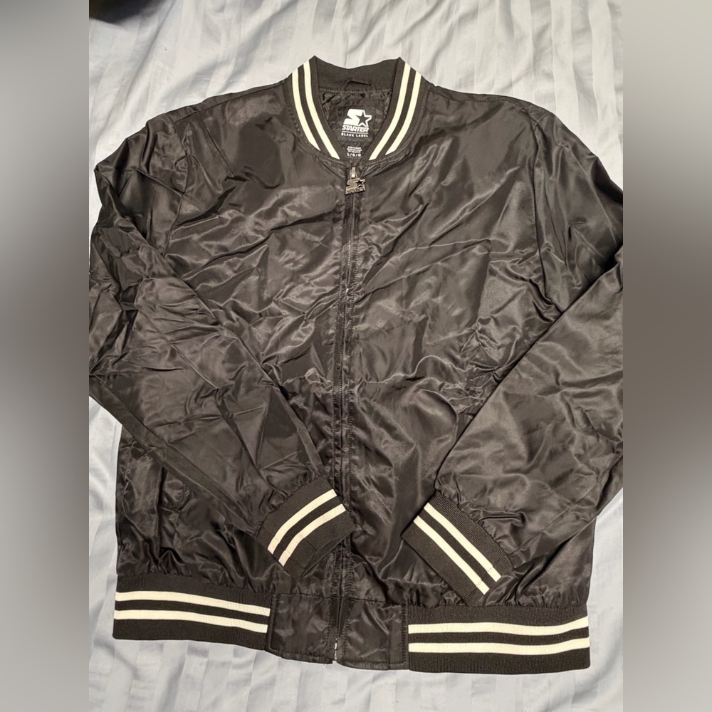 STARTER Men's Black Varsity Bomber Jacket